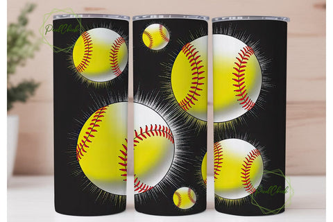 Softball Splash 20oz Tumbler Wrap Sublimation PixelChick 