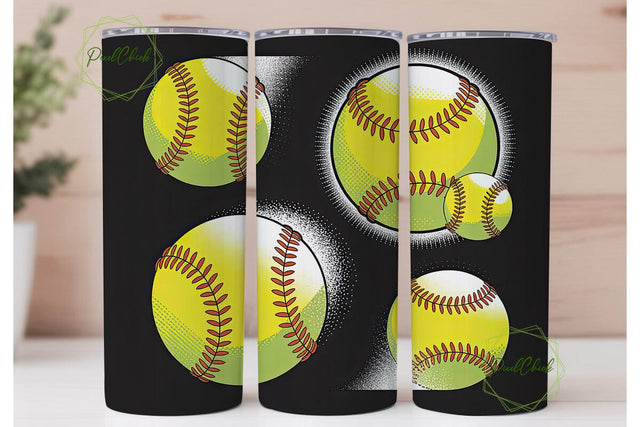 Softball Splash 20oz Tumbler Wrap Sublimation PixelChick 