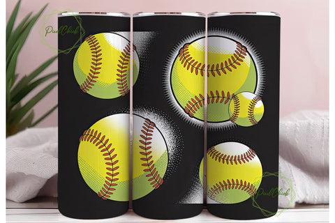 Softball Splash 20oz Tumbler Wrap Sublimation PixelChick 