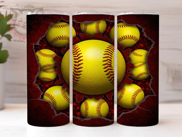 Softball Sports 20oz Tumbler Wrap, 20oz Sublimation Wrap, Sports Tumbler, Softball Gift, Team Spirit Drinkware, Softball Mom Tumbler, Athletic Tumbler Design Sublimation Lara' s Designs 