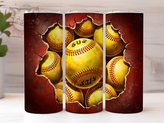 Softball Sports 20oz Tumbler Wrap, 20oz Sublimation Wrap, Sports Tumbler, Softball Gift, Team Spirit Drinkware, Softball Mom Tumbler, Athletic Tumbler Design Sublimation Lara' s Designs 