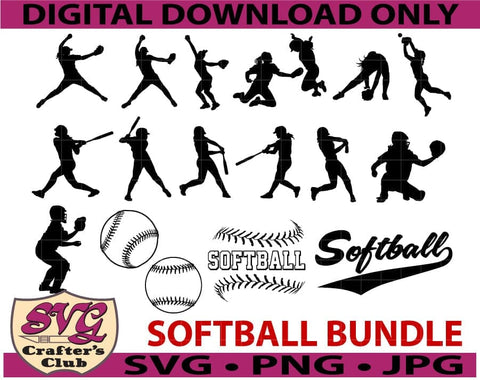 Softball SVG Design Bundle for Cricuts and Silhouettes SVG SVG Crafter's Club 
