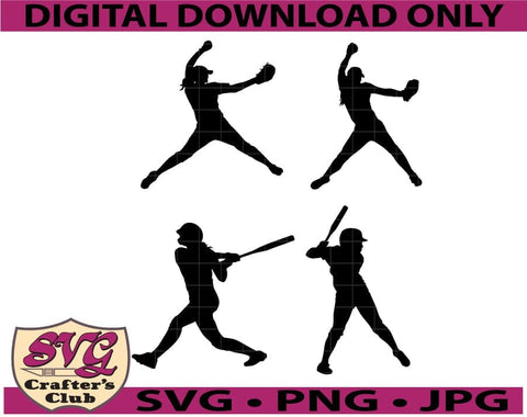 Softball SVG Design Bundle for Cricuts and Silhouettes SVG SVG Crafter's Club 