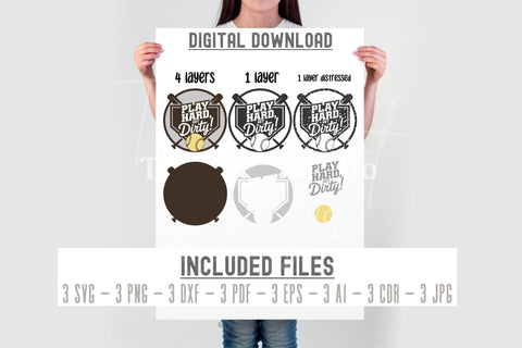 Softball SVG | Play Hard Get Dirty | Softball Cut File SVG TonisArtStudio 