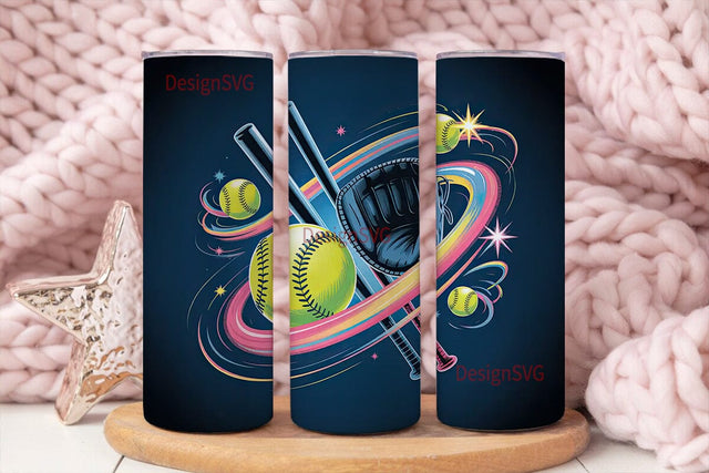Softball Swirl 20oz Tumbler Wrap Sublimation DesignSVG 