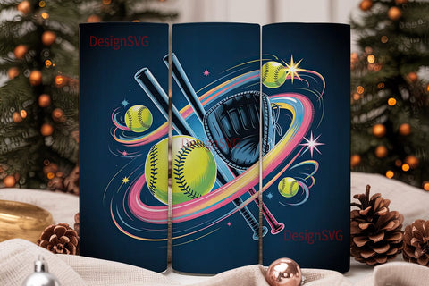 Softball Swirl 20oz Tumbler Wrap Sublimation DesignSVG 