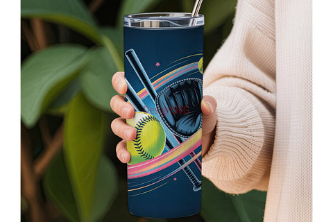 Softball Swirl 20oz Tumbler Wrap Sublimation DesignSVG 