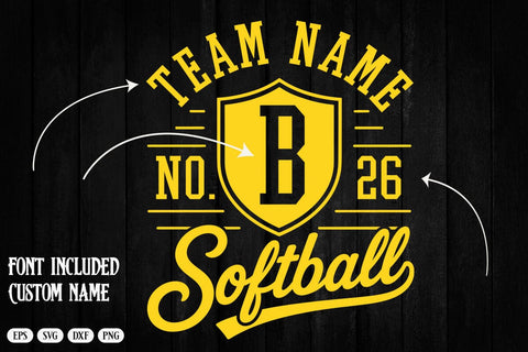 Softball Team Mascot SVG Template, Monogram Letters Numbers, Custom Softball Svg Design SVG DesignDestine 