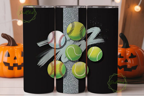 Softball & Tennis Glitter 20oz Tumbler Sublimation PixelChick 