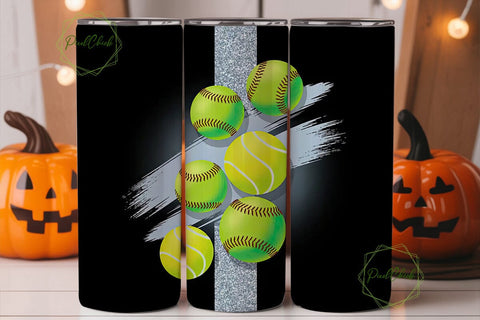 Softball & Tennis Glitter 20oz Tumbler Sublimation PixelChick 