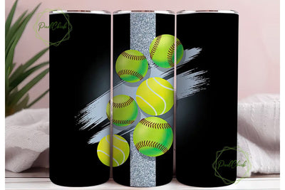 Softball & Tennis Glitter 20oz Tumbler Sublimation PixelChick 