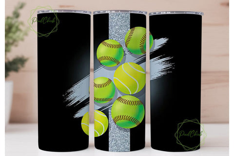 Softball & Tennis Glitter 20oz Tumbler Sublimation PixelChick 