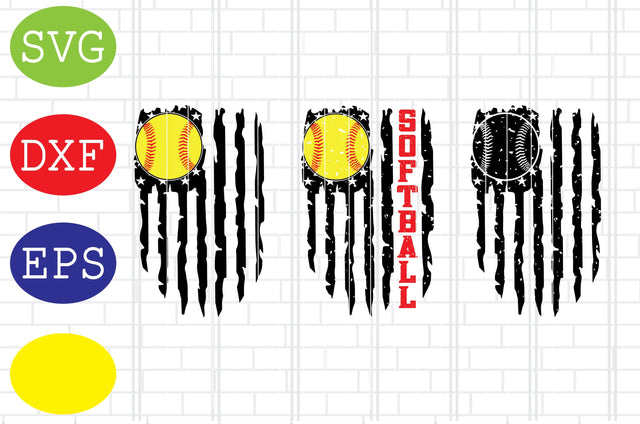 Softball US Flag Svg, Baseball Ball Svg, Softball Silhouette, Softball File, Baseball Cut File, Sport Svg, Jpg, Eps, Dxf Files SVG DigitalSvgFiles 