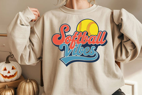 Softball vibes SVG, Retro softball SVG, Sport SVG, Softball cheer svg SVG DesignDestine 