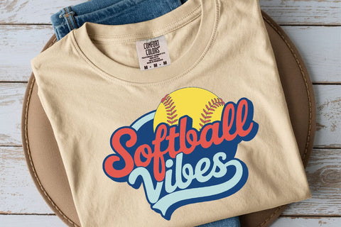Softball vibes SVG, Retro softball SVG, Sport SVG, Softball cheer svg SVG DesignDestine 