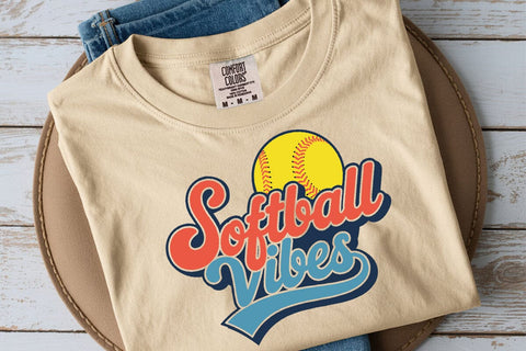 Softball vibes SVG, Retro softball SVG, Sport SVG, Softball cheer svg SVG DesignDestine 