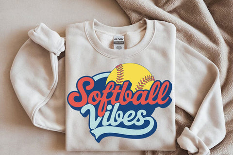 Softball vibes SVG, Retro softball SVG, Sport SVG, Softball cheer svg SVG DesignDestine 