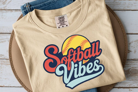 Softball vibes SVG, Retro softball SVG, Sport SVG, Softball cheer svg SVG DesignDestine 