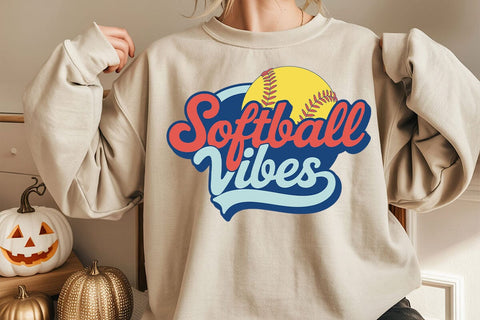 Softball vibes SVG, Retro softball SVG, Sport SVG, Softball cheer svg SVG DesignDestine 