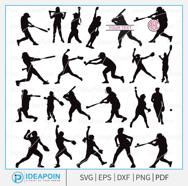 Softball Women, Baseball girls pitcher, Softball Silhouettes, Softball Girl svg, Softball Player Bundle, Softballs Clipart, Sports Clip Art SVG Dinvect 