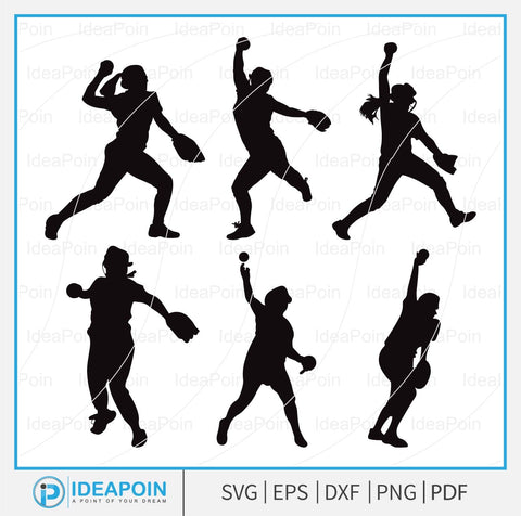 Softball Women, Baseball girls pitcher, Softball Silhouettes, Softball Girl svg, Softball Player Bundle, Softballs Clipart, Sports Clip Art SVG Dinvect 