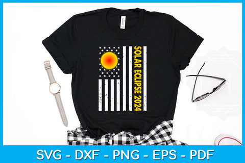 Solar Eclipse 2024 American Flag SVG PNG PDF Cut File SVG Creativedesigntee 