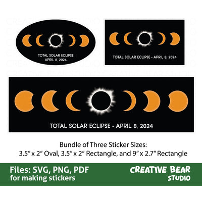 Solar Eclipse 2024 Sticker Bundle SVG Creative Bear Studio 
