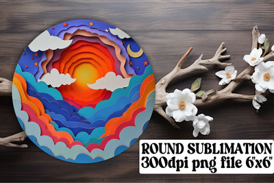 Solar Flare Delight: 3D Sun Circle Sublimation Assortment Sublimation afrosvg 