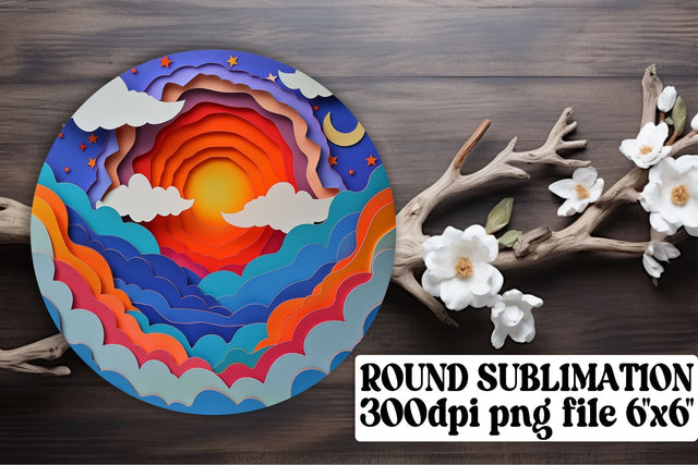 Solar Flare Delight: 3D Sun Circle Sublimation Assortment Sublimation afrosvg 