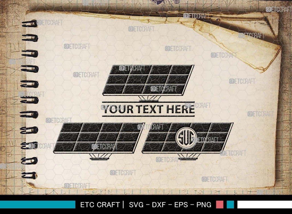Solar Panel Monogram, Solar Panel Silhouette, Solar Panel SVG Bundle ...