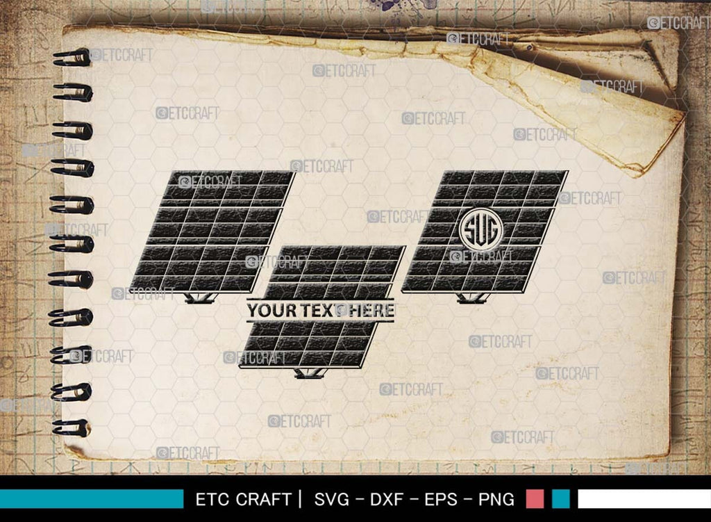 Solar Panel Monogram, Solar Panel Silhouette, Solar Panel SVG Bundle ...