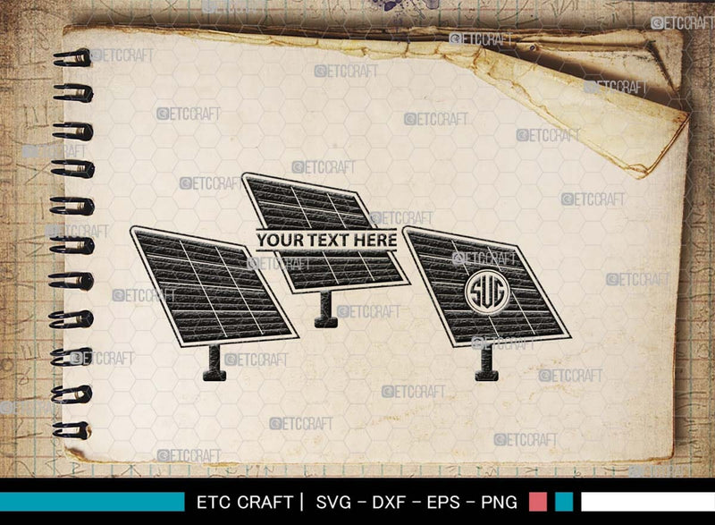 Solar Panel Monogram, Solar Panel Silhouette, Solar Panel SVG Bundle ...