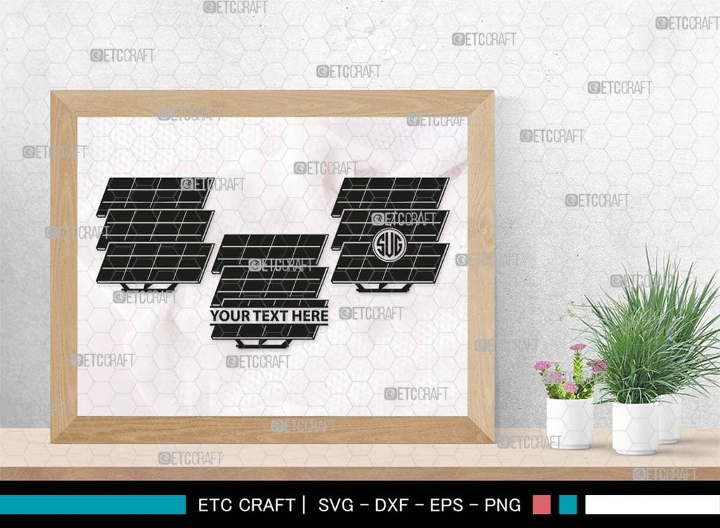 Solar Panel Monogram, Solar Panel Silhouette, Solar Panel SVG Bundle ...