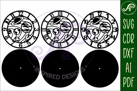 Solar System Clock SVG Space Wall Clock Laser Cut SVG APInspireddesigns 