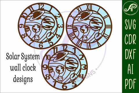 Solar System Clock SVG Space Wall Clock Laser Cut SVG APInspireddesigns 