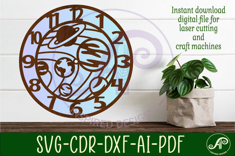 Solar System Clock SVG Space Wall Clock Laser Cut SVG APInspireddesigns 