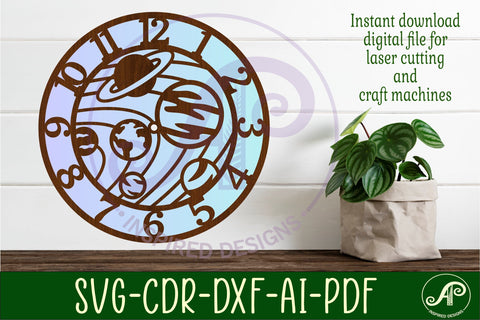 Solar System Clock SVG Space Wall Clock Laser Cut SVG APInspireddesigns 