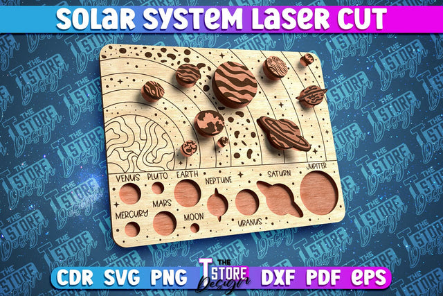Solar System Laser Cut | Glowforge SVG | Home Decor SVG The T Store Design 