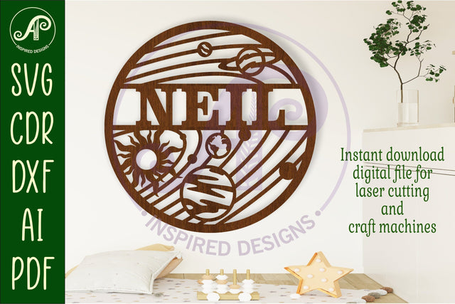 Solar system name wall art sign, SVG file SVG APInspireddesigns 
