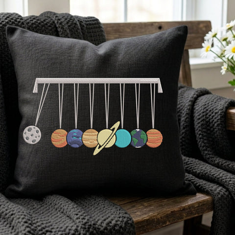 Solar System Newton's Cradle Embroidery Design – Planets Space Science Physics Machine Embroidery File Embroidery/Applique DESIGNS PatternFeed8 