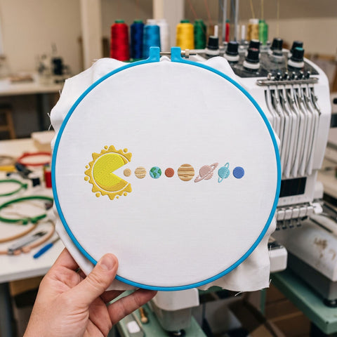 Solar System Pacman Embroidery Design – Funny Sun Eating Planets Space Machine Embroidery File, Astronomy Galaxy Design Embroidery/Applique DESIGNS PatternFeed8 