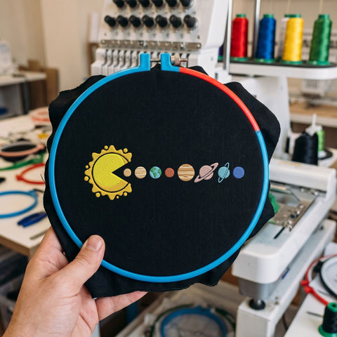 Solar System Pacman Embroidery Design – Funny Sun Eating Planets Space Machine Embroidery File, Astronomy Galaxy Design Embroidery/Applique DESIGNS PatternFeed8 