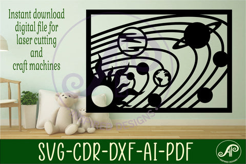 Solar system wall art sign, SVG file. vector space sign SVG APInspireddesigns 