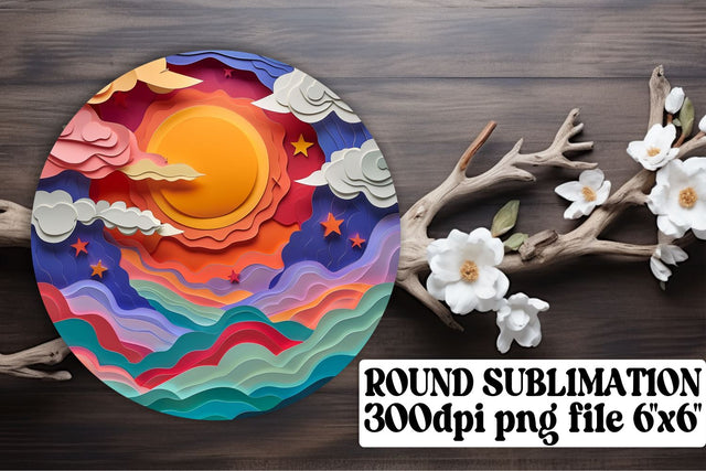 Solaris Euphoria: 3D Sun Circle Sublimation Series Sublimation afrosvg 