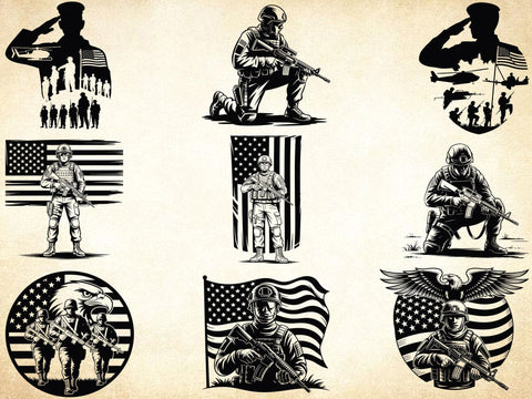 Soldier Svg Bundle, Veteran Soldier Svg, Military Army Clipart, Army Man Svg SVG Creativeart88 