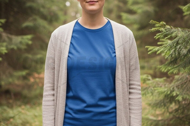 Solid blue crew neck t-shirt Mock Up Photo Designangry 