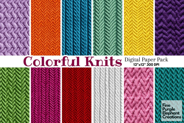 Solid Colored Knit Fabric Texture Sublimation Digital Pattern Fine Purple Elephant Creations 