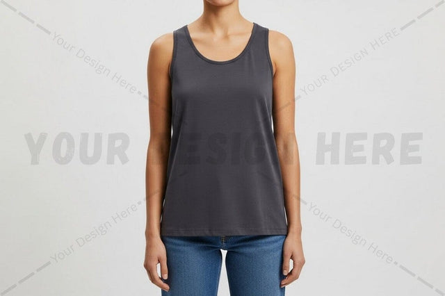 Solid gray tank top for women Mock Up Photo Regulrcrative 