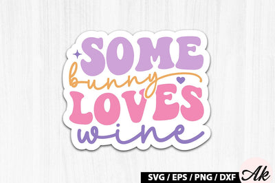 Some bunny loves wine Retro Sticker SVG akazaddesign 