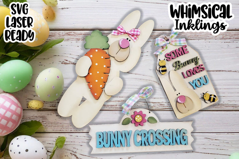 Some Bunny Loves You Laser SVG Easter Set SVG Whimsical Inklings 